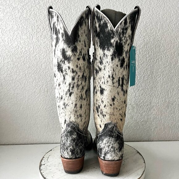 Lane Boots Womens Cowhide Cowboy Boots Tall Black Western Hair on Hide Size 8 - Picture 4 of 10